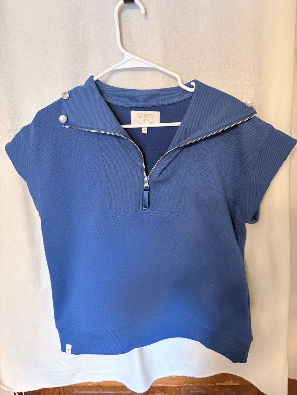 Simply Southern Blue Knit Top with Embroidered Tag